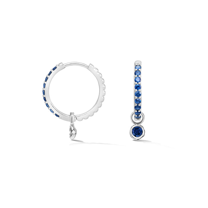 dower & hall Blue Sapphire Dewdrop Charm Hoops