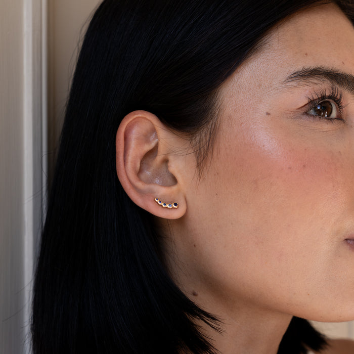 Dower & Hall Blue Sapphire Dewdrop Ear Climbers