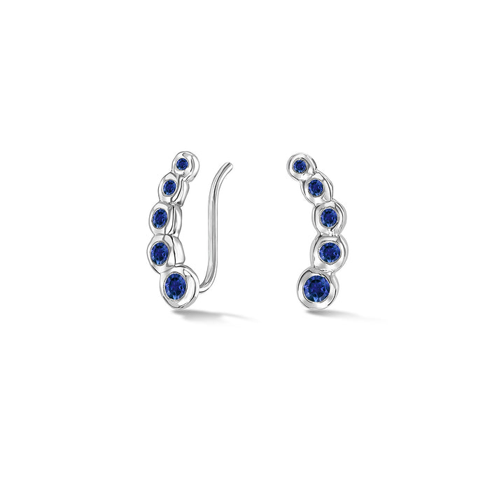 dower & hall Blue Sapphire Dewdrop Ear Climbers