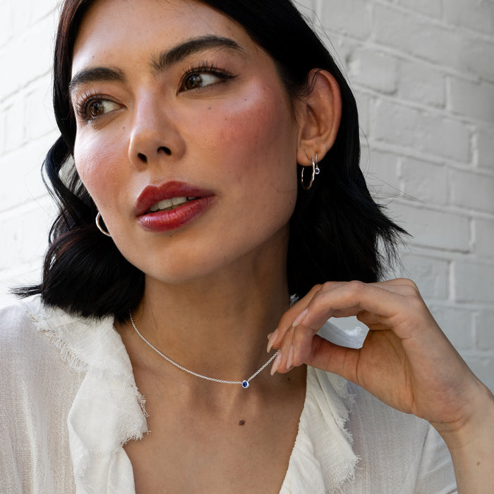 Dower & Hall Blue Sapphire Round Dewdrop Pendant