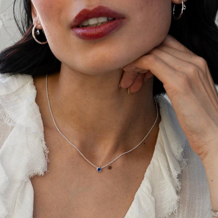 Dower & Hall Blue Sapphire Round Dewdrop Pendant