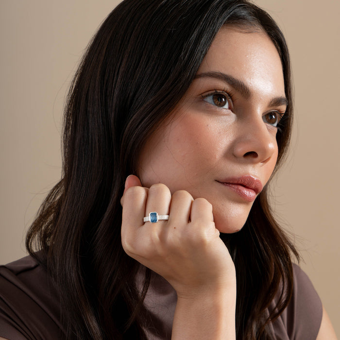 Dower & Hall Blue Topaz Octagon Twist Twinkle Ring