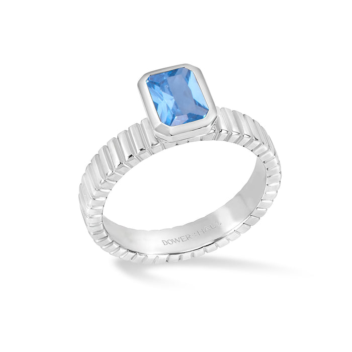 dower & hall Blue Topaz Octagon Twist Twinkle Ring