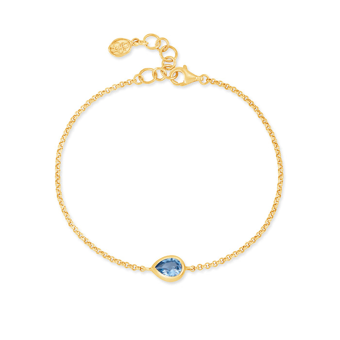 Dower & Hall Blue Topaz Pear Chain Bracelet
