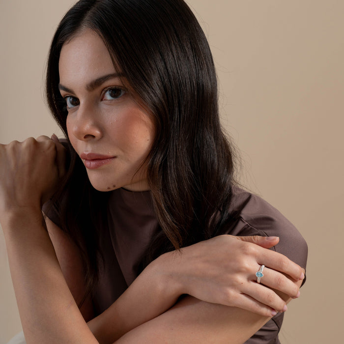 Dower & Hall Blue Topaz Pear Twist Twinkle Ring