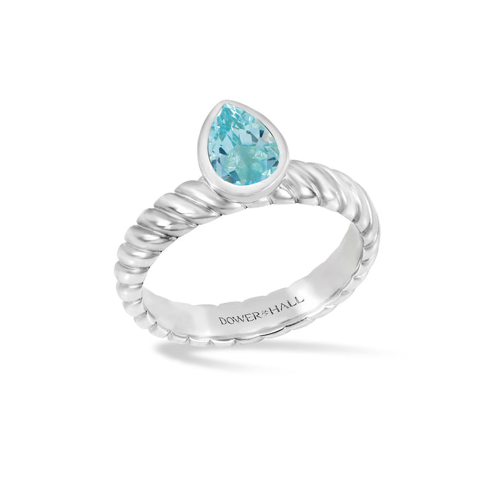 dower & hall Blue Topaz Pear Twist Twinkle Ring