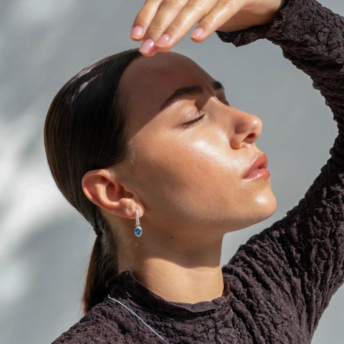 Dower & Hall Blue Topaz Twist Huggie Charm Hoops