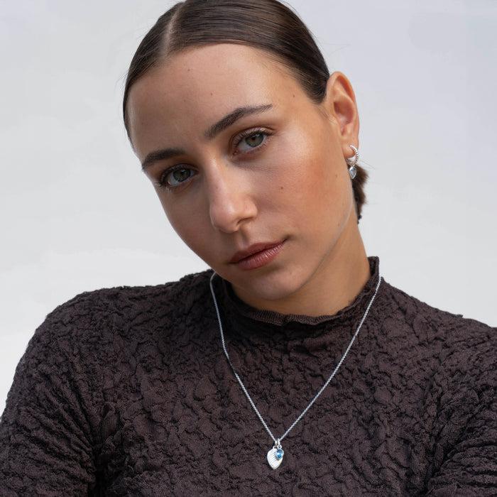 Dower & Hall Blue Topaz Twist Huggie Charm Hoops