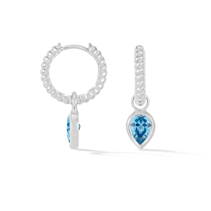 dower & hall Blue Topaz Twist Huggie Charm Hoops