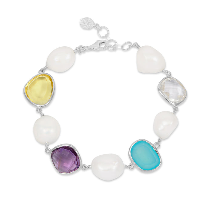 dower & hall 'Candy' Gemstone & Pearl Pebble Bracelet