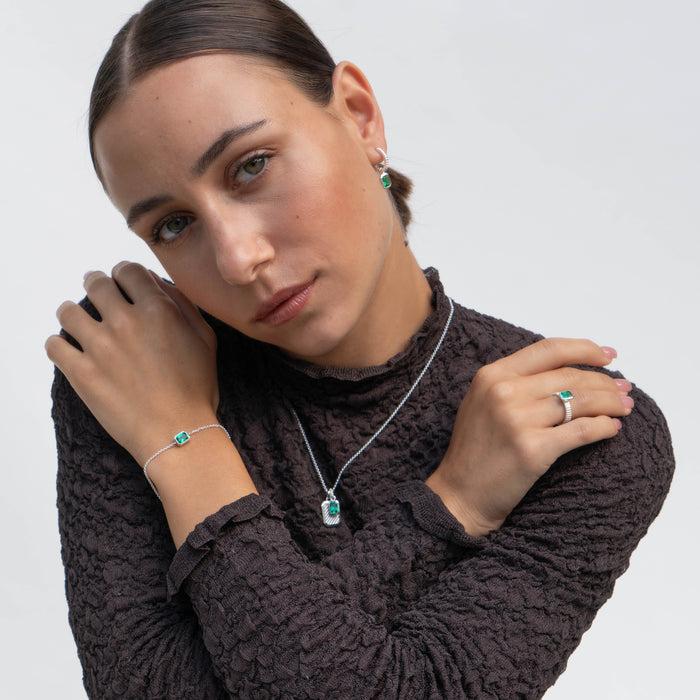 Dower & Hall Green Garnet Humbug Huggie Charm Hoops