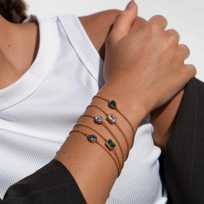 Dower & Hall Green Garnet Octagon Chain Bracelet