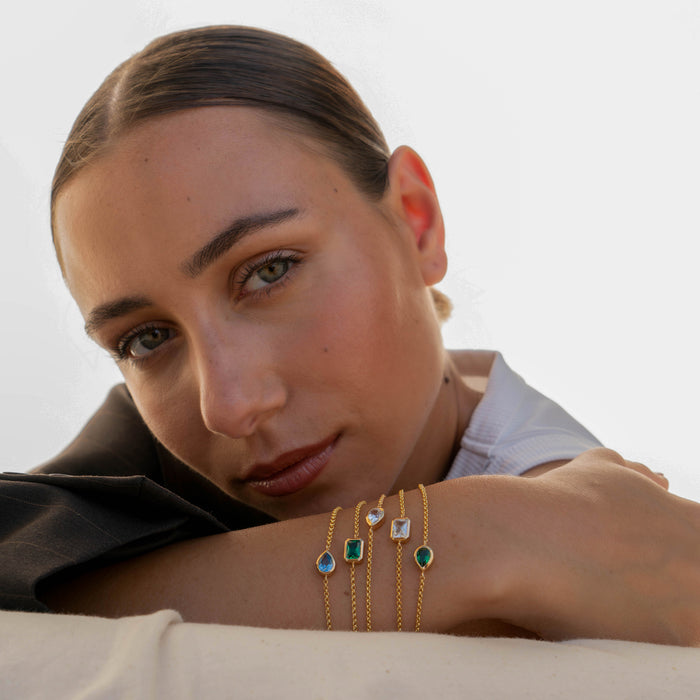 Dower & Hall Green Garnet Octagon Chain Bracelet