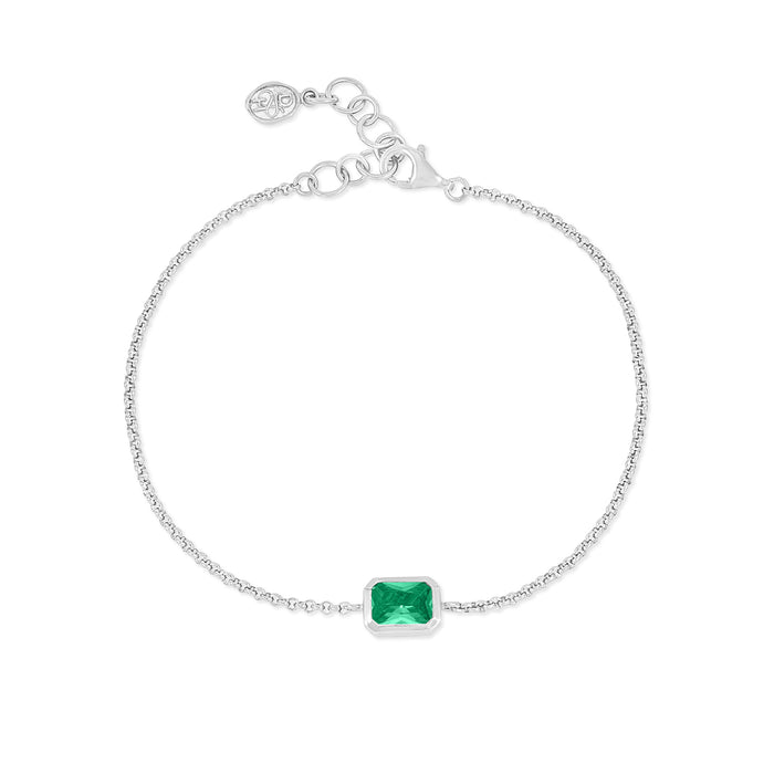 Dower & Hall Green Garnet Octagon Chain Bracelet