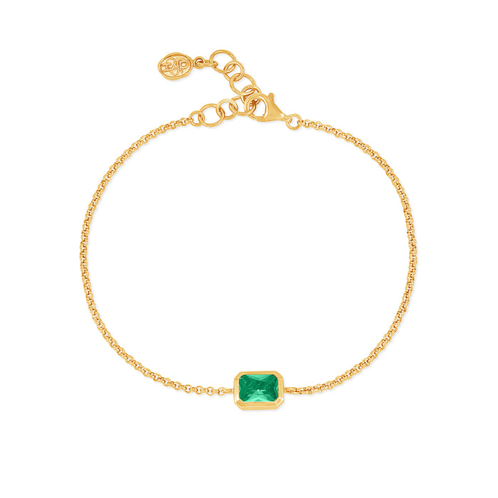 dower & hall Green Garnet Octagon Chain Bracelet