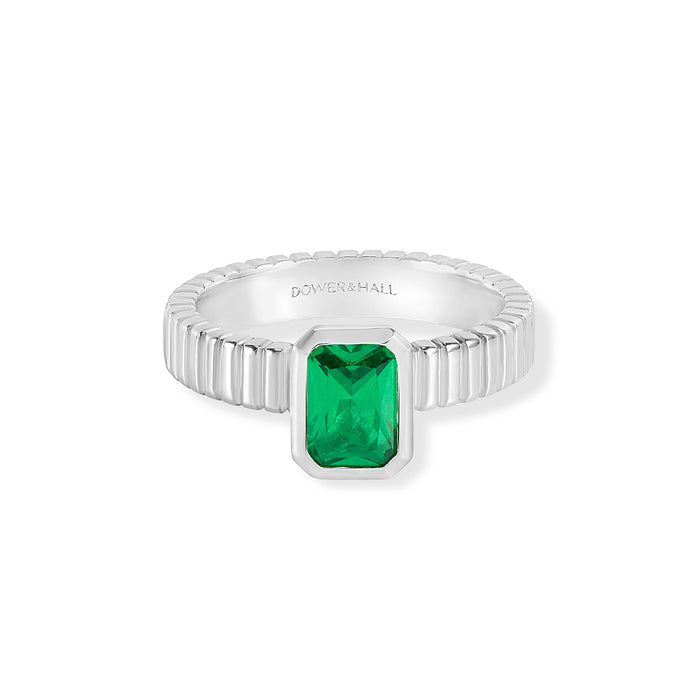 Dower & Hall Green Garnet Octagon Twist Twinkle Ring