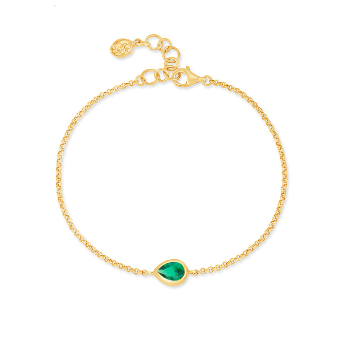 Dower & Hall Green Garnet Pear Chain Bracelet