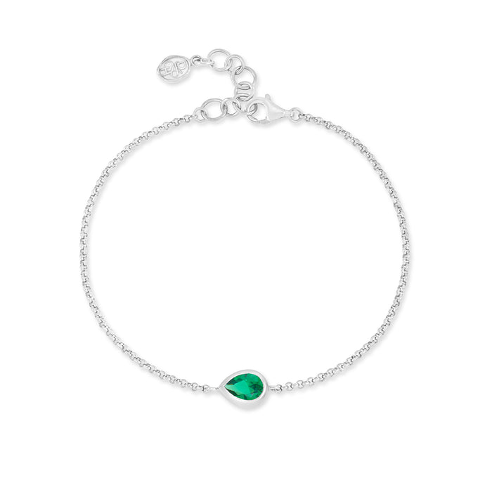 dower & hall Green Garnet Pear Chain Bracelet