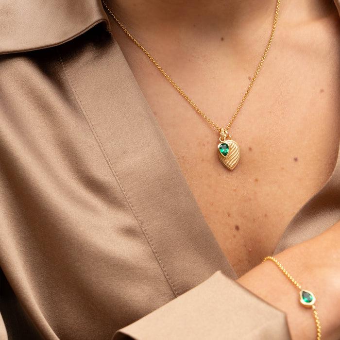 Dower & Hall Green Garnet Twist Peardrop Necklace