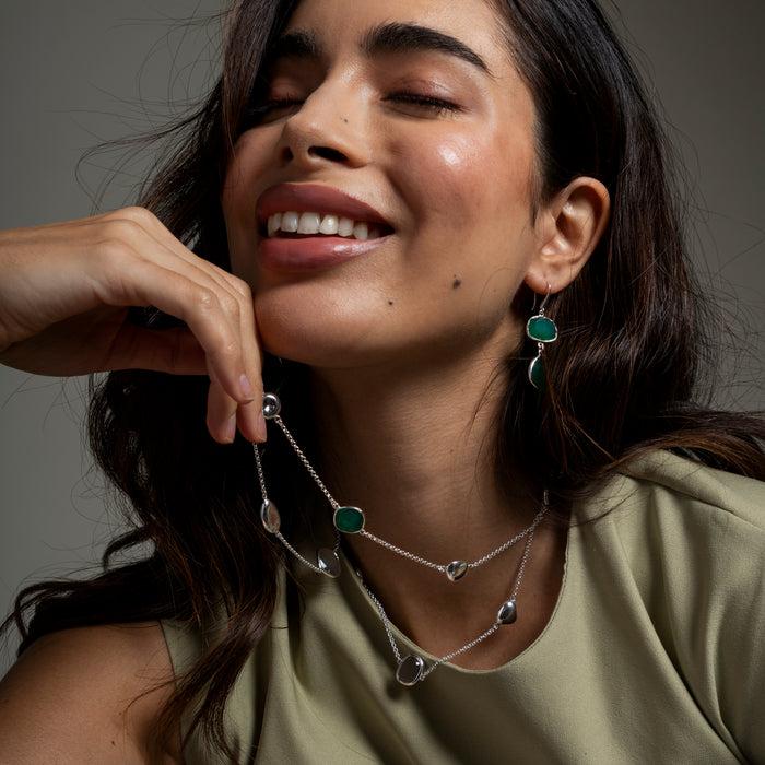 Dower & Hall Green Gemstones & Pebbles Long Necklace