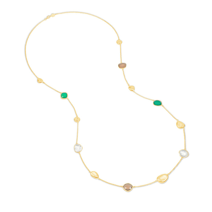 Dower & Hall Green Gemstones & Pebbles Long Necklace