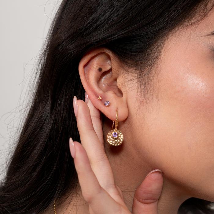 Dower & Hall Hammered Disc & Amethyst Array Earrings