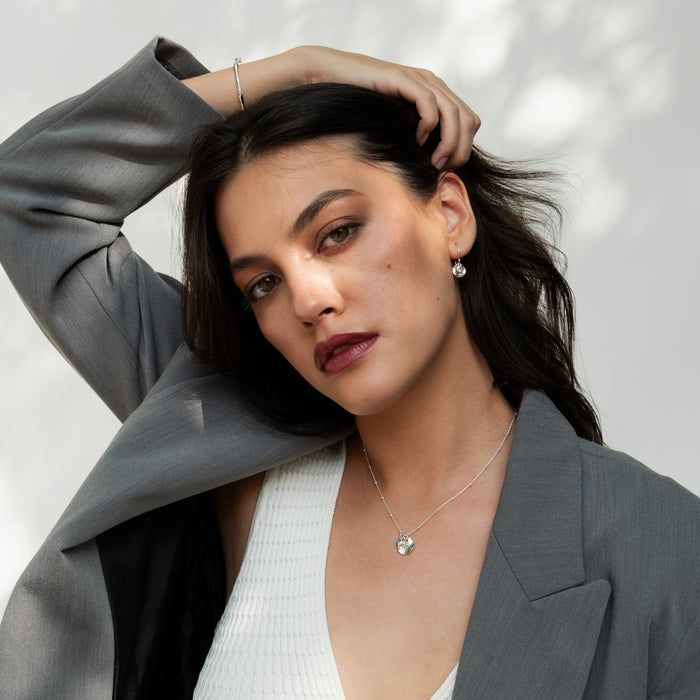 Dower & Hall Hammered Disc & Aquamarine Array Earrings