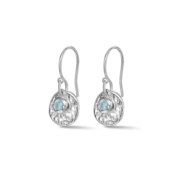 dower & hall Hammered Disc & Aquamarine Array Earrings