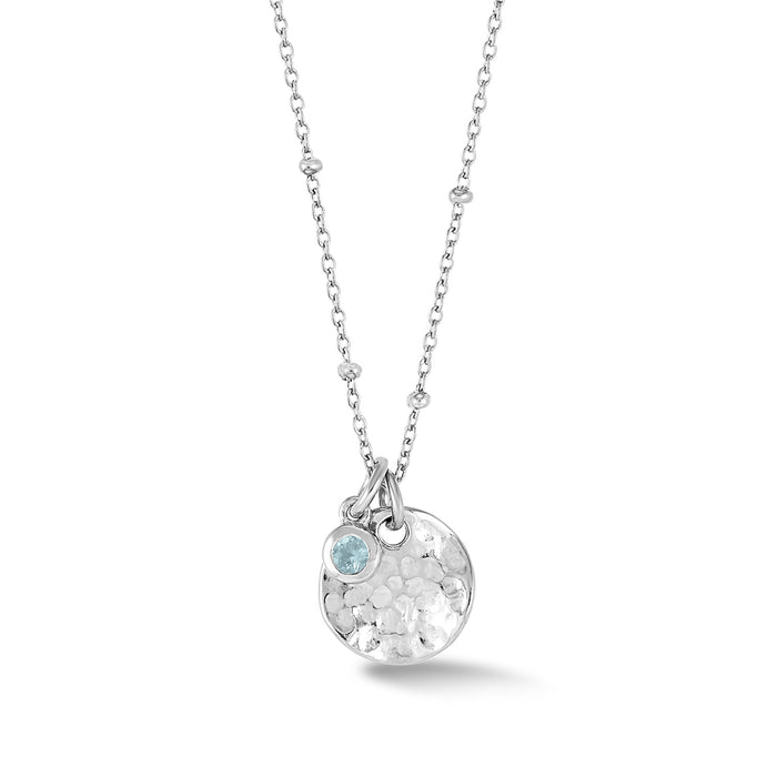 dower & hall Hammered Disc & Aquamarine Array Necklace