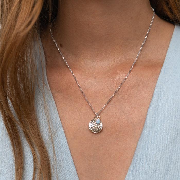 Dower & Hall Hammered Disc & Opal Array Pendant