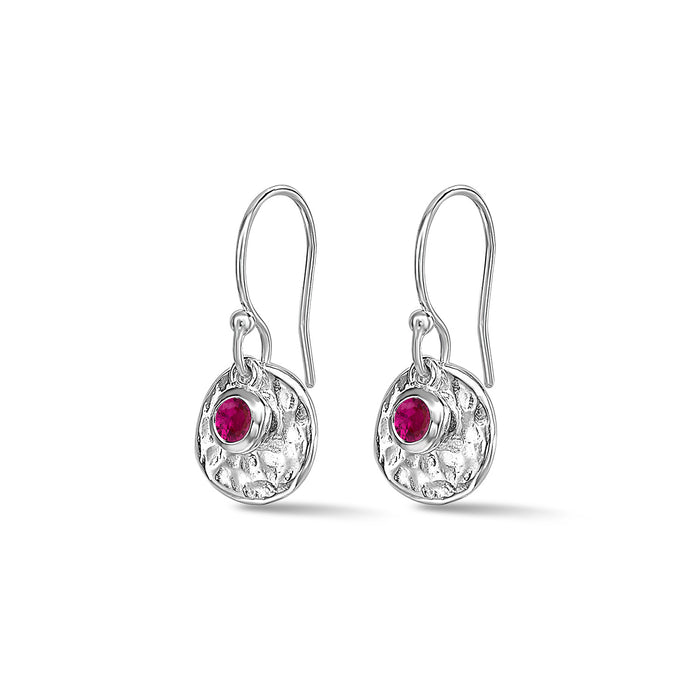 Dower & Hall Hammered Disc & Ruby Array Earrings