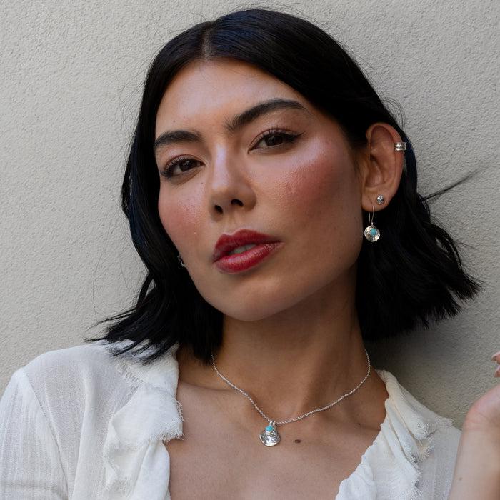 Dower & Hall Hammered Disc & Turquoise Array Earrings