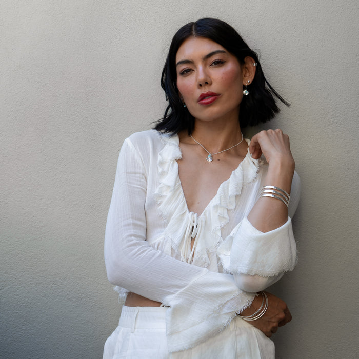 Dower & Hall Hammered Disc & Turquoise Array Earrings