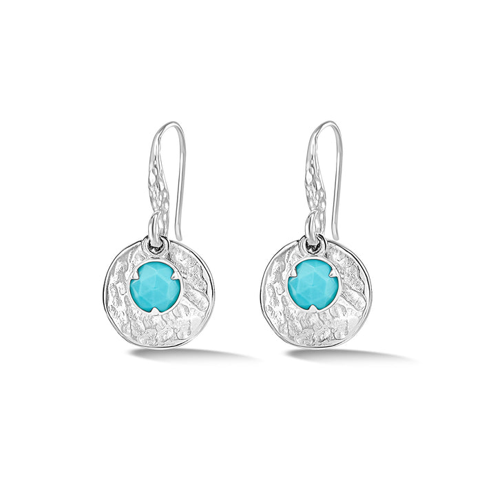 dower & hall Hammered Disc & Turquoise Array Earrings