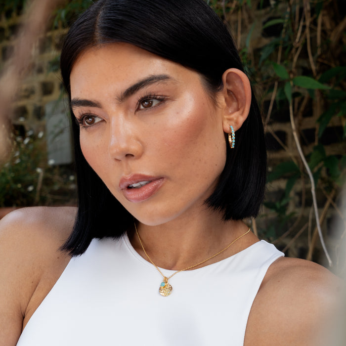 Dower & Hall Hammered Disc & Turquoise Array Pendant