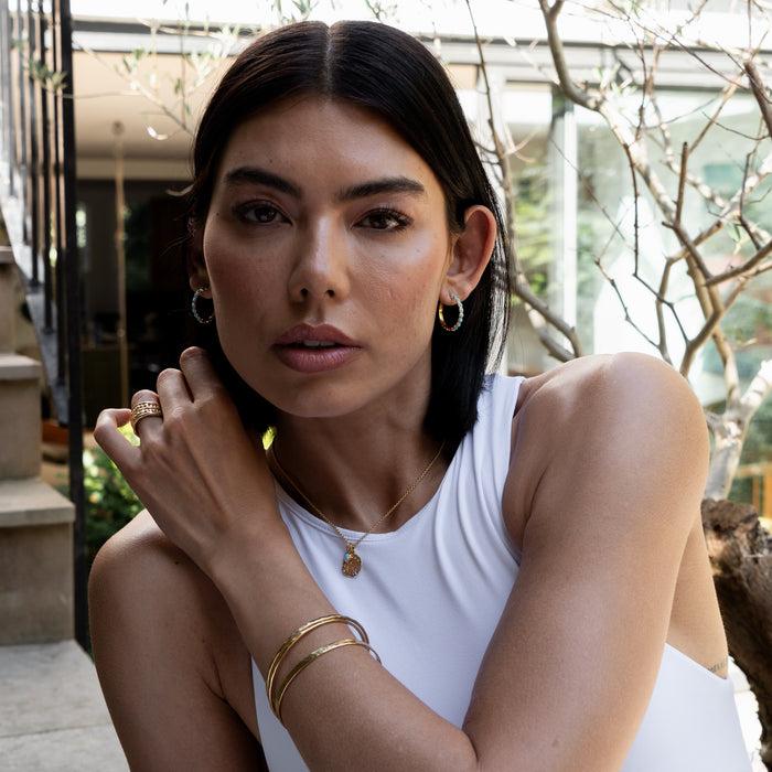 Dower & Hall Hammered Disc & Turquoise Array Pendant