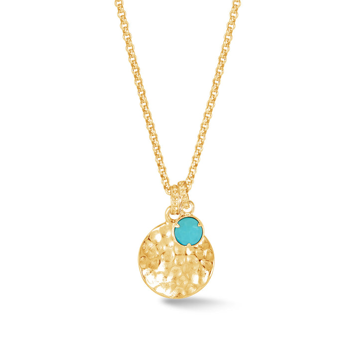 dower & hall Hammered Disc & Turquoise Array Pendant