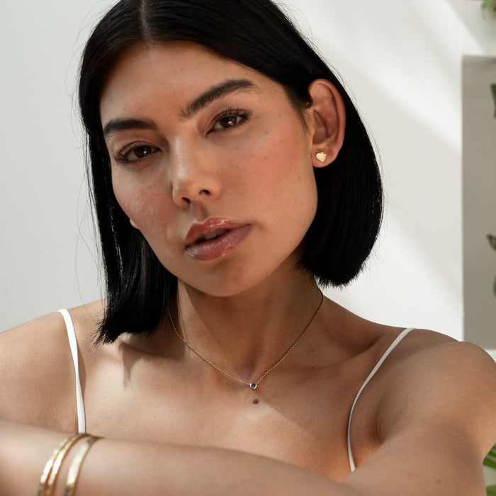 Dower & Hall Hammered Flat Heart Nomad Studs