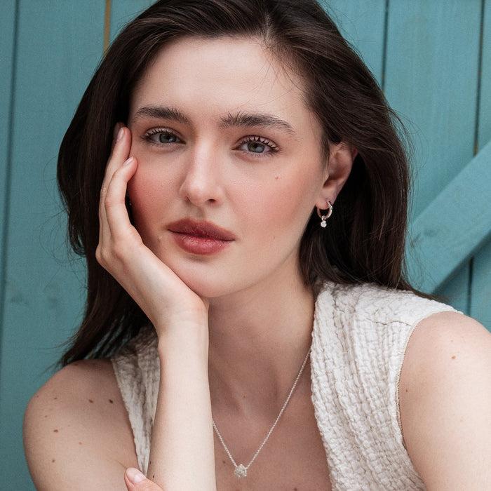 Dower & Hall Hammered Wild Rose Hoops