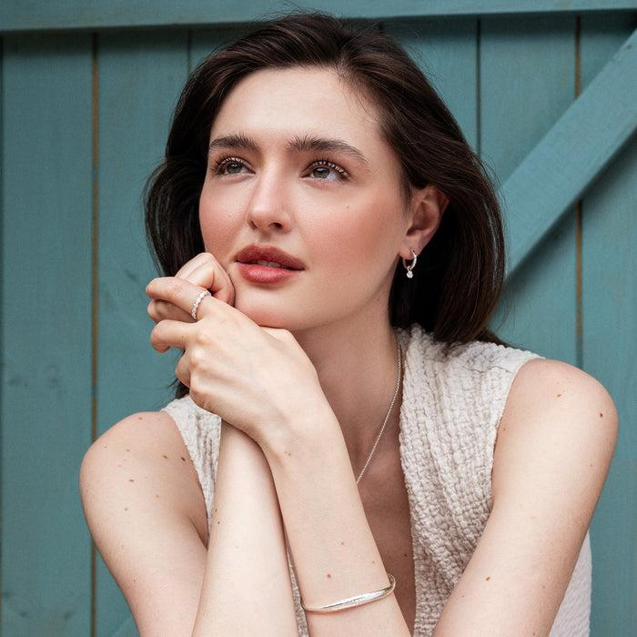 Dower & Hall Hammered Wild Rose Hoops