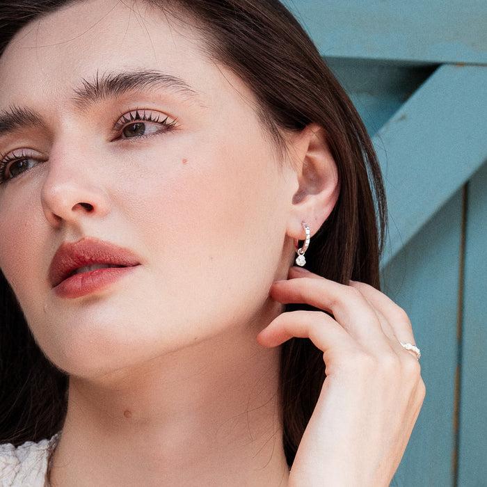 Dower & Hall Hammered Wild Rose Hoops