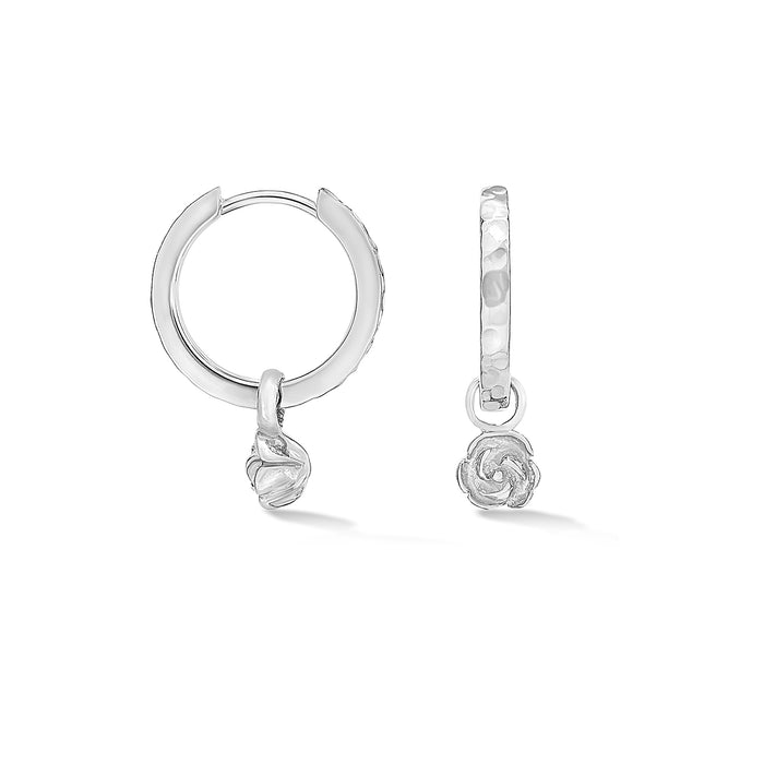 dower & hall Hammered Wild Rose Hoops