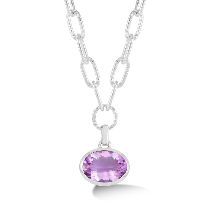 dower & hall Large Oval Amethyst Array Pendant