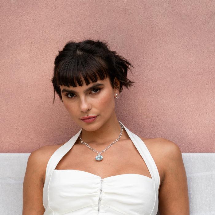 Dower & Hall Large Oval Blue Topaz Array Pendant