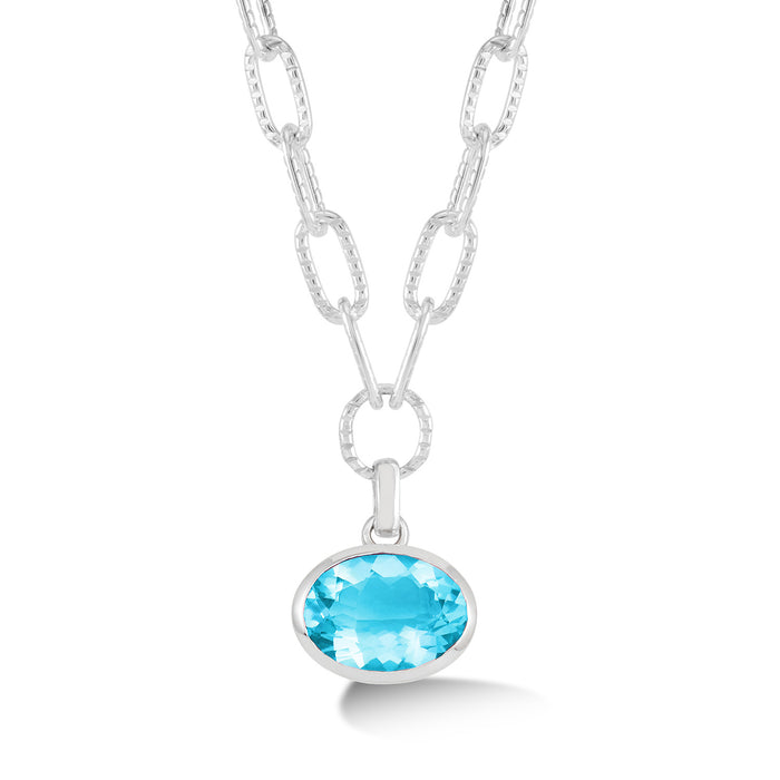dower & hall Large Oval Blue Topaz Array Pendant