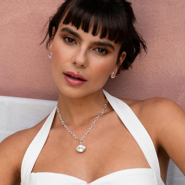 Dower & Hall Large Oval White Topaz Array Pendant