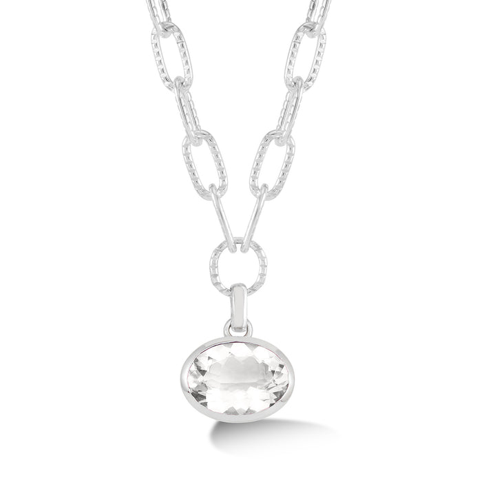 dower & hall Large Oval White Topaz Array Pendant