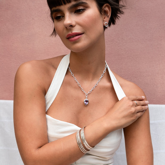 Dower & Hall Large Pear Amethyst Array Pendant