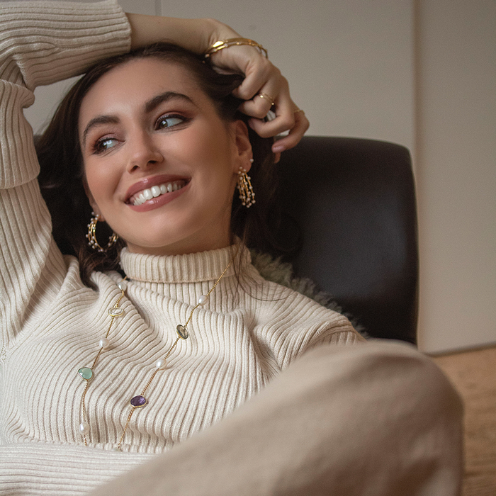 Dower & Hall Large Triple Row Waterfall Pearl Hoops