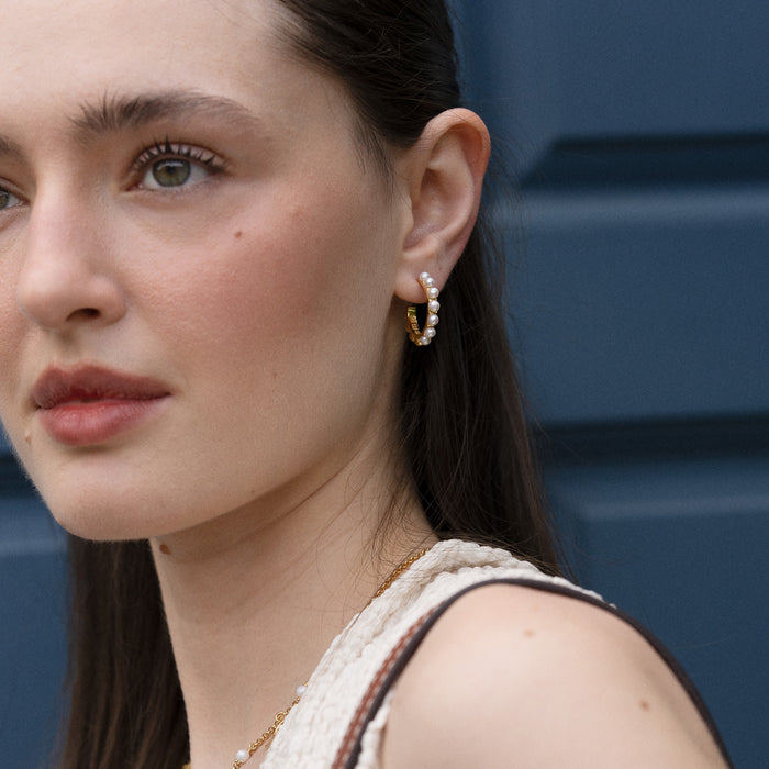 Dower & Hall Large White Timeless Pearl Hoops